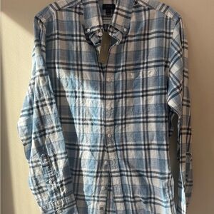 NWT J. Crew Light Blue and White Plaid Shirt